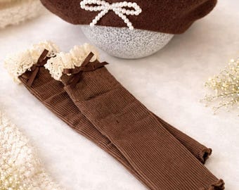 Girls Headband and Socks Set ,Autumn girls gear,Big Bow Headband,Girls Bow Headband,Kids headband for Baby girl gift Baby shower