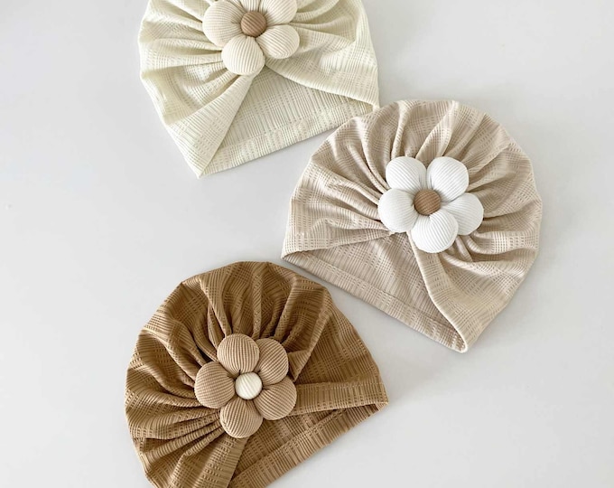 Featured listing image: Baby Girl Flower Turban Baby Turban Hat, Baby Girl Turban, Flower Baby Turban,Baby girl gift Baby shower accessory Baby girl turban baby hat