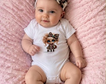 Personalized Baby Girl Bodysuit and Bow Headband Set, Personalized Baby Girl Set - Bow Headband,Newborn Baby Shower Gift,Birthday Outfit