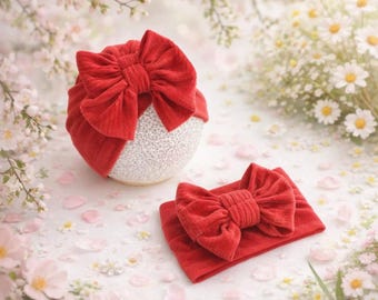 Turban ou bandeau de Noël pour bébé avec grand noeud, bandeau pour nouveau-né, bandeau pour nouveau-né pour cadeau de naissance