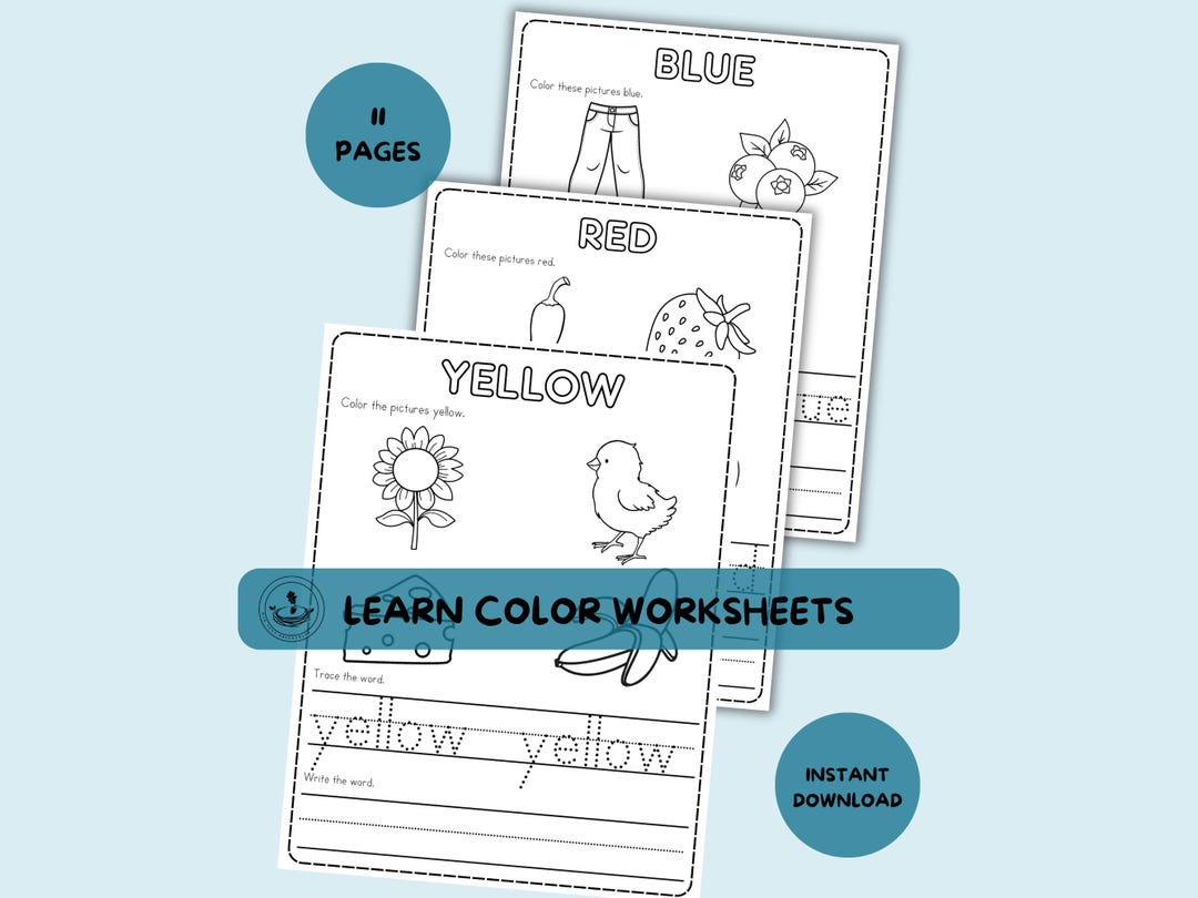 Preschool Color Learning Pages | Trace & Write Activity (instant ...