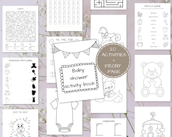 Babyshower Kinderactiviteit, Babyshower Activiteitenboek, Afdrukbare spelletjes babyshower, Bedankjes babyshower, Babyshower Kleurplaten Voor Kinderen, Babyshower