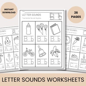 Letter Sounds Learning Phonics Preschool Writing Worksheet  Activity for Classroom Teaching Resource Digital Download Learning Material
