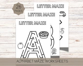 Alphabet Maze Worksheets for Preschool | Handwriting & Learning Letters