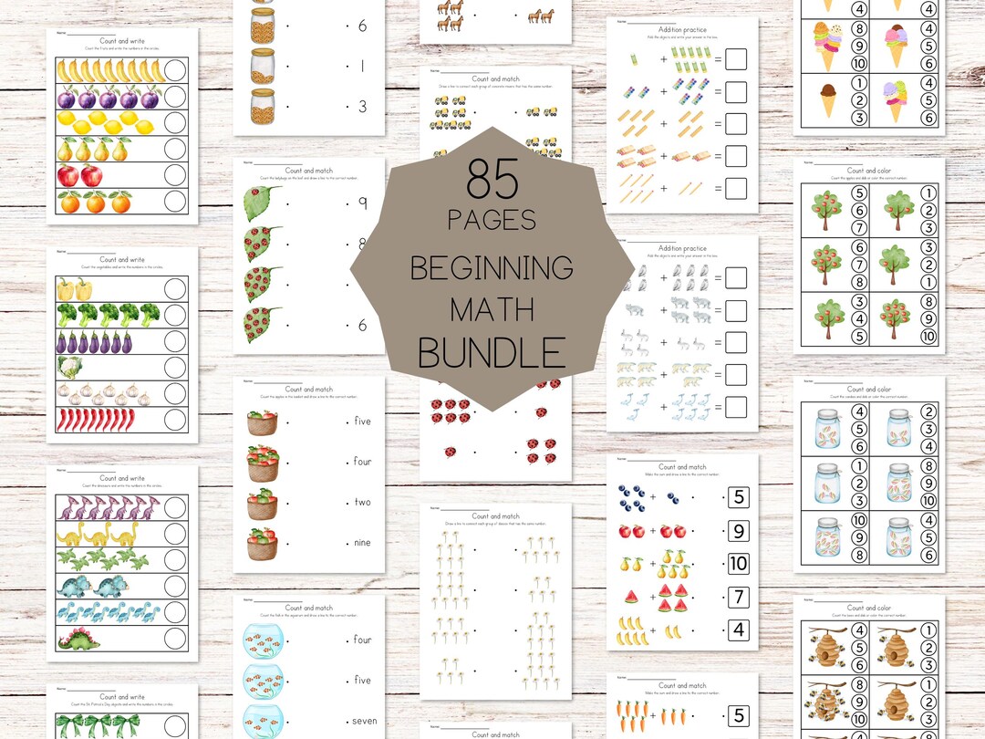 Preschool Math Workbook | 85 Page Printable Math Worksheets | Counting ...