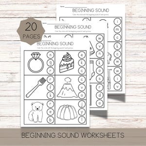 Hojas de trabajo del currículo preescolar, hojas de trabajo de sonidos iniciales, menú matutino preescolar, práctica de fonética del alfabeto, preescolar para educación en el hogar