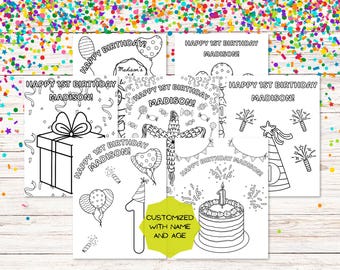 Personalized Birthday Coloring Pages | Custom Name & Age | Printable Party Activity for Kids (Digital Download)