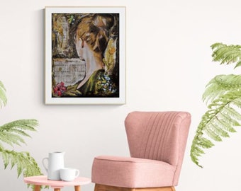 Inspirational Wall Art Print, Through it All, Vintage Floral Home and Office Decor