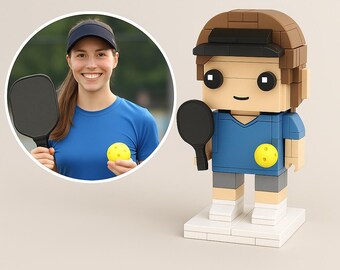 Custom Pickleball Player Brick Figurine – Personalized Sports Gift