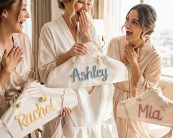 Personalized Bridal Hanger Cover | Custom Name Wedding Dress Hanger | Bridesmaid Gift | Bride Getting Ready Photo Prop