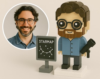 Anpassad astronomfigur i tegel • Personlig stjärnkarta skrivbordsdekoration