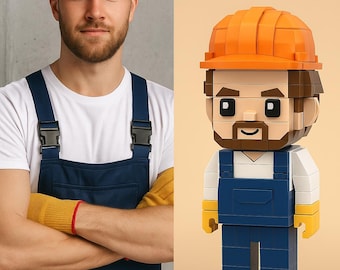 Anpassad byggnadsarbetarfigur – Personlig tegelbyggarpresent