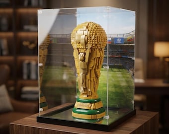 Large Acrylic Display Case for LEGO World Cup Trophy 43020 Clear Dustproof Display Box with Black Base | Collectible Model Showcase Cabinet