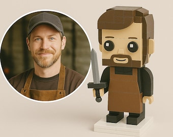 Anpassad svärdsmedstegelfigur – Personlig smedminifigur | Gåva för metallarbetare, tillverkare och fantasyfans