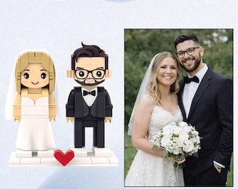 Custom Brick Style Couple Figurine | Personalized Couple Gift | Anniversary Keepsake | Cute Block Character Statue | Wedding Gift