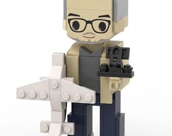 Unik present till drönarpiloter - Personlig drönarfotograf tegelfigur - Anpassad kontorsdekor för hobbyister - Professionell blockkonst