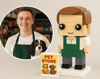 Custom Pet Store Owner Brick Figurine – Personalized Gift for Animal Lovers