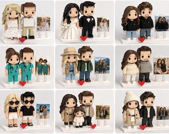 Anpassad parfigur i tegelstil | Personlig parpresent | Jubileumsminne | Söt blockfigurstaty | Bröllopspresent