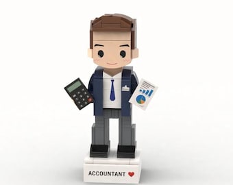 Custom Brick Accountant Figurine with Calculator | Personalized Finance Gift | Accountant Desk Decor | CPA Gift | Finance Professional