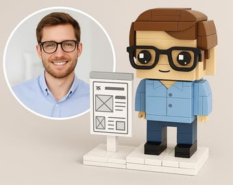 Custom Brick Figurine • Personalized UX Designer Desk Decor