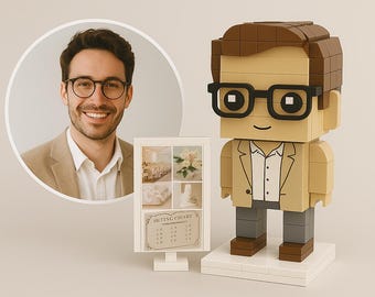 Anpassad tegelfigur för bröllopsplanerare • Personlig minifigur från ditt foto • Gåva till brudkoordinator • Dekoration till bröllopsbord