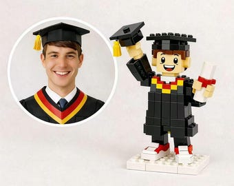 Anpassad examenstegelfigur | Personlig examenspresent | Minnessak till examensklassen | Anpassad minifigur för studenter | Minnepresent till examen