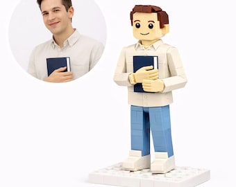 Custom Author Brick Figurine | Personalized Book Launch Gift | Writer Mini Figure | New Book Publication Keepsake | Author Achievement Gift