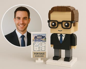 Anpassad mäklarfigur • Personlig tegelmäklarpresent