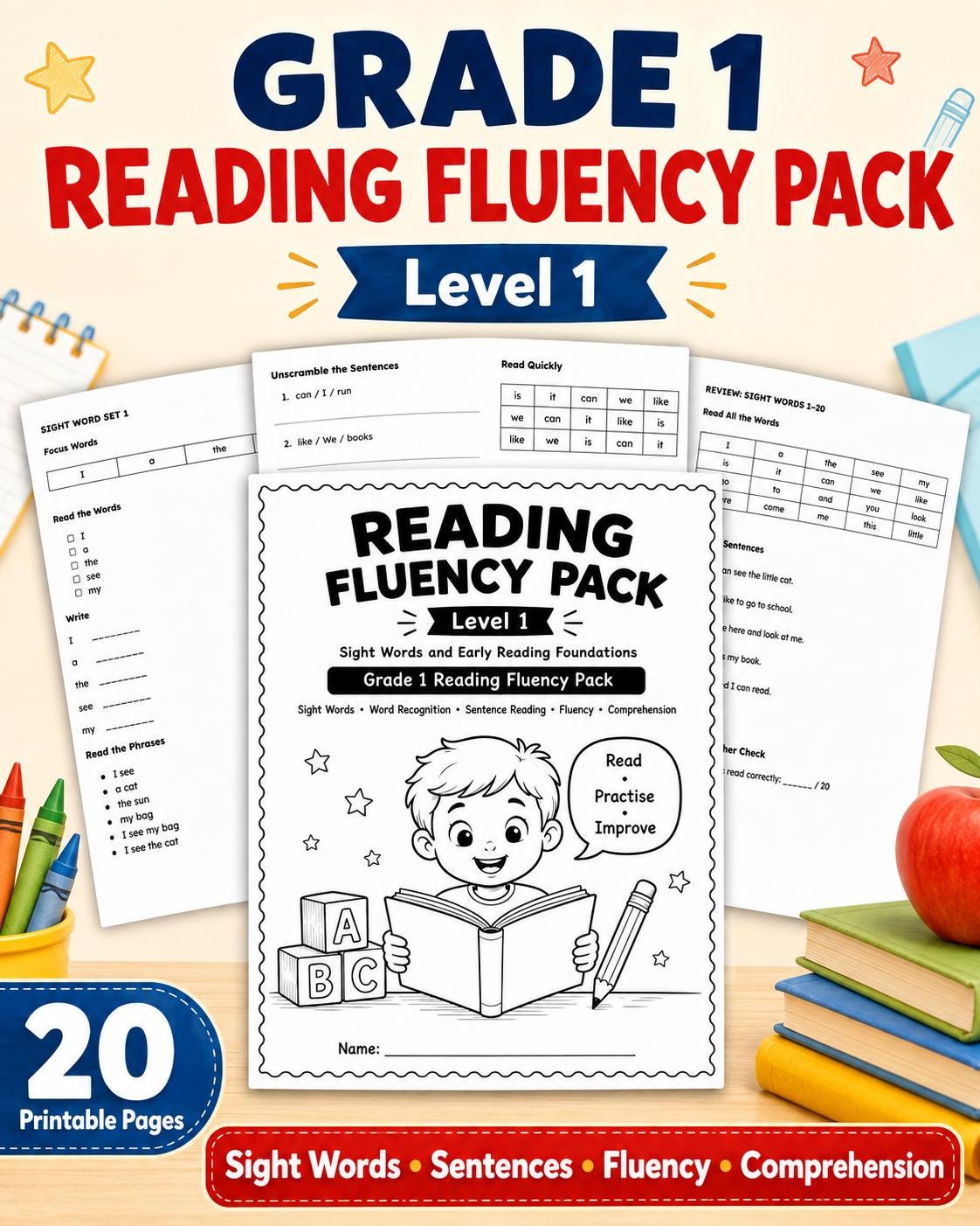 Grade 1 Reading Fluency Pack - Level 1