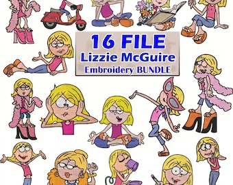 16 Files Lizzie McGuire Embroidery Design Bundle, 2000s Inspired Clipar (Instant Download)