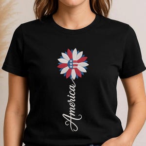 Vaterhafte Blumen Stickdatei, Amerika Script, 4.Juli, florales Muster (Instant Download)
