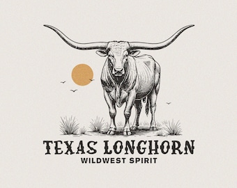 Texas Longhorn PNG SVG | Wild West Bull Head Western Spirit Design | Rustic Ranch Cattle Clipart for Shirts, Farm Décor & Digital Crafts