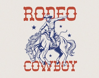 Rodeo Cowboy Bucking Horse PNG SVG | Rodeo Bronco Riding Illustration | Western Sublimation for Shirts, Posters & Stickers