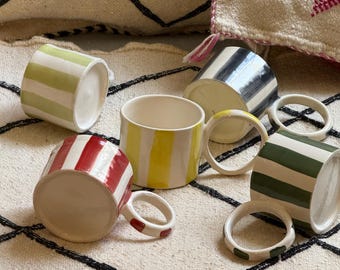Taza marroquí a rayas - Maceta - Bebida artesanal - Hecha a mano en Fez