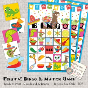 Jogo Fiesta Bingo, Festa de Aniversário Fiesta Mexicana para Impressão, Bingo Infantil para meninos ou meninas, Jogo de Festa Cinco De Mayo, Jogo de Cartas Fiesta
