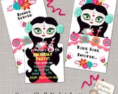 Sugar Skull Party Invitation, Printable Birthday Party Invite, Day of the Dead, Girls Birthday invitation, Kids Birthday Party Announcement