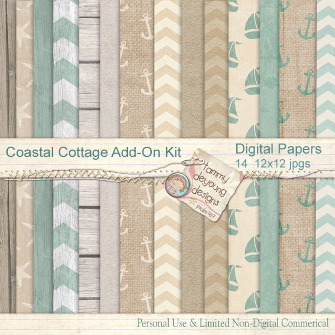 Beach Scrapbook Kit 2, Nautical Digital Papers & Ocean Clip Art, Sea ...