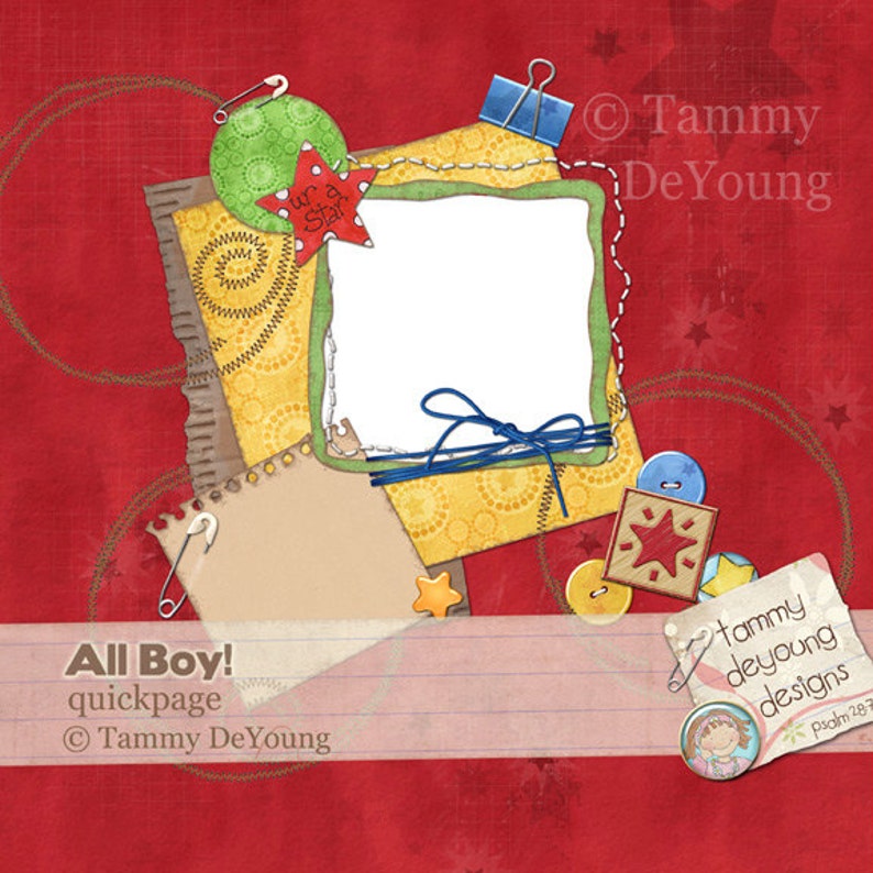 Boy Digital Clipart Scrapbook Kit for Invitations, Photo Cards ...