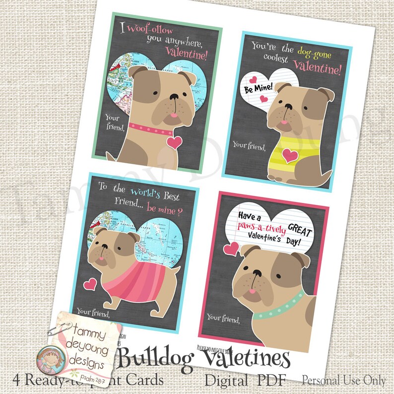 Kids Valentines Puppy Dog Valentines Day Cards for Boys or | Etsy