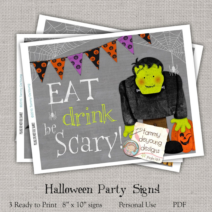 Halloween Party Signs You Print for Photo Booth Food Table Etsy