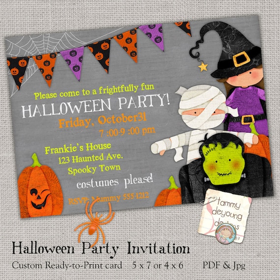 Invitation Fete Halloween Tableau Carte Halloween Etsy France