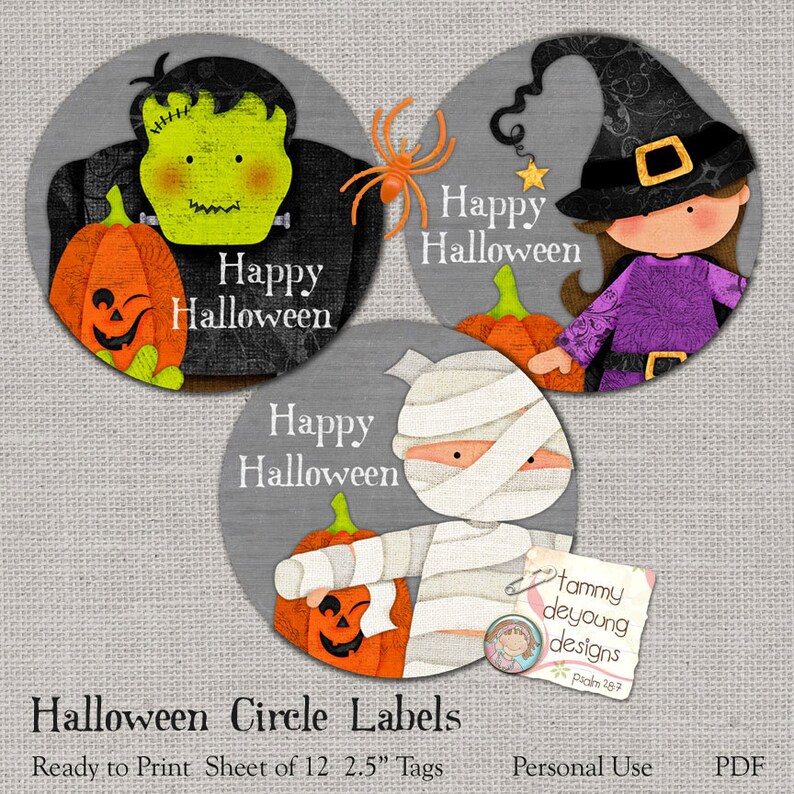 Halloween Labels Party Favors Printable chalkboard 2.5 inch Etsy