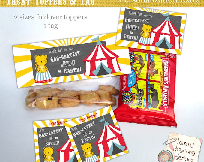 Circus Birthday Party Treat Bag Toppers &amp; Tags Carnival - Etsy