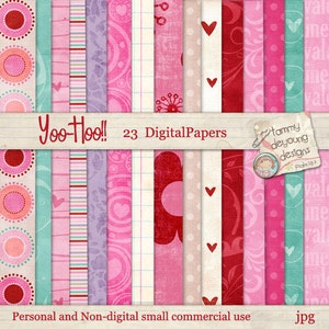 Corações de papel de fundo de dia dos namorados digitais, amor, boho retrô rosa vermelho para cartões de felicitações, convites, suprimentos para festas, álbuns de recortes