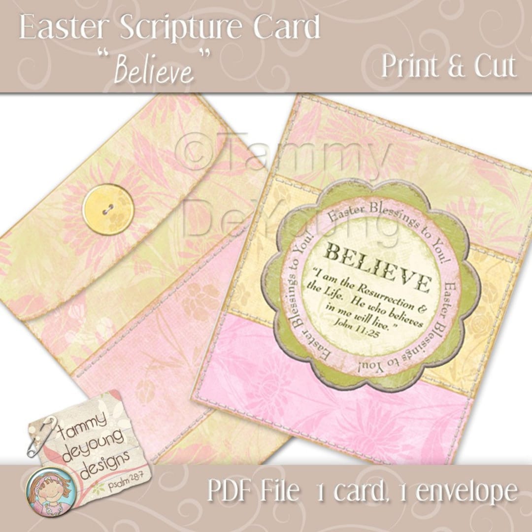 Printable Easter Cards With Scripture, Religious Easter Cards, Instant ...