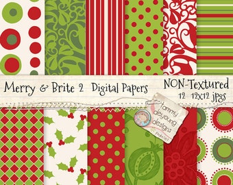 Christmas Digital Papers "Merry & Brite 2" Non-textured for invitations, greeting cards, scrapbooks, photo frames, gifts, 403