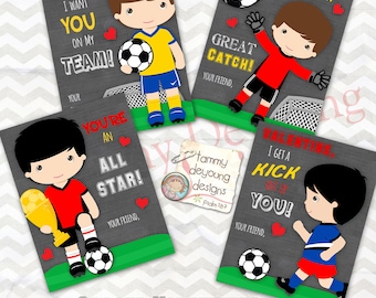 Cartes de Saint-Valentin de football pour les garçons, cartes de Saint-Valentin pour les enfants, Saint-Valentin imprimable DIY, Saint-Valentin de football pour les camarades de classe