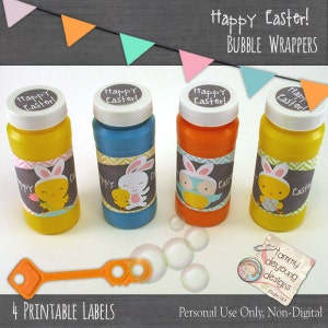 Easter basket gift, Easter Bubble labels, Easter Party Favors printable tags for kids, Easter bubble wrappers with owl, bunny and chicks image 2