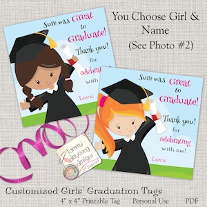 Etiquetas de formatura para meninas, adesivo de formatura infantil, cartão de agradecimento de formatura digital, etiqueta de saco de guloseimas de 4 polegadas de formatura personalizada, pré-escola Kinder