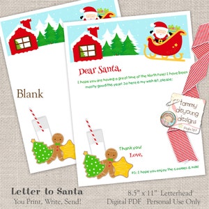 Brief an Santa, Lieber Weihnachtsmann Briefkopf, Printable Note für Weihnachtsmann, Blanko Briefpapier, Briefpapier, Briefvorlage, Weihnachtswunschliste